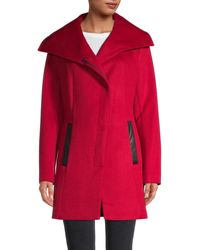SOIA & KYO Oversized Collar Wool-blend Coat - Red