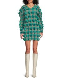 Issey Miyake - Wool Blend Rhythm Checked Minidress - Lyst