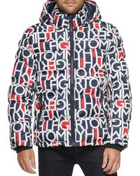 Tommy Hilfiger - Typographic Print Hooded Puffer Jacket - Lyst