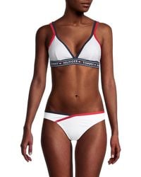 Tommy Hilfiger Double-strap Triangle Logo Bikini Top - White