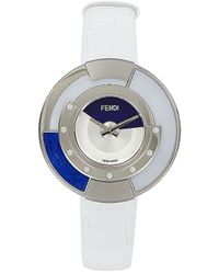 Fendi - Policromia 34mm Diamond, Stainless Steel & Leather Strap Watch - Lyst