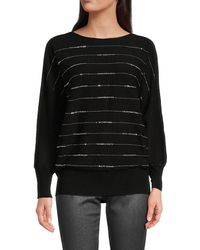 Joseph A - Linear Embellished Dolman Sleeve Sweater - Lyst