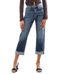 Kancan High Rise Straight Cropped Jeans - Blue