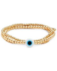 Shashi - 3-piece 14k Goldplated & Enamel Coated Bead Evil Eye Bracelet Set - Lyst