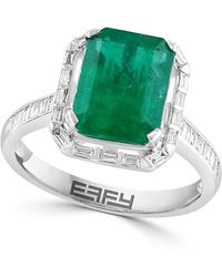 Effy - 14k Yellow Gold, Emerald & Diamond Cocktail Ring - Lyst