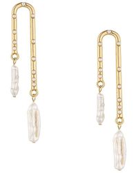 Ettika - 18k Goldplated & 14mm Freshwater Pearl Asymmetric Dangle Earrings - Lyst