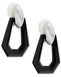 Kenneth Jay Lane - Rhodium Plated Geometric Clip-On Drop Earrings - Lyst