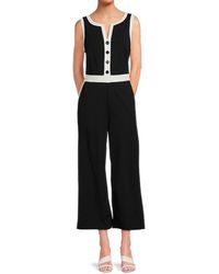 Karl Lagerfeld - Contrast Trim Cropped Jumpsuit - Lyst