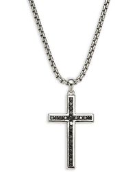 Effy - Sterling Silver & Black Spinel Cross Pendant Necklace - Lyst