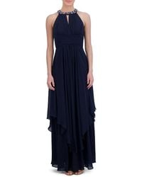 Eliza J - Embellished Halter A-Line Gown - Lyst