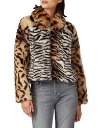 Kendall + Kylie Kendall + Kylie Faux Fur Mixed Animal Print Jacket - Gray