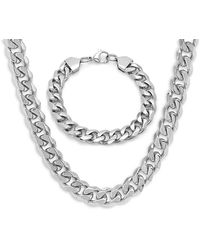 Anthony Jacobs - 2-Piece 18K Goldplated Cuban Link Chain Necklace & Bracelet Set - Lyst