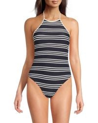 WeWoreWhat - Striped Halter One-Piece Swimsuit - Lyst