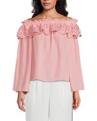Ramy Brook - Off-The-Shoulder Eyelet Ruffle Top - Lyst