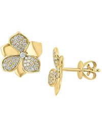 Effy - 14K & 0.29 Tcw Diamond Floral Stud Earrings - Lyst