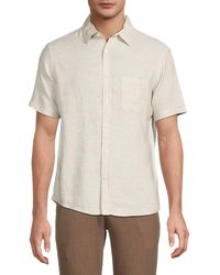 Saks Fifth Avenue - Linen Blend Short Sleeve Button Down Shirt - Lyst