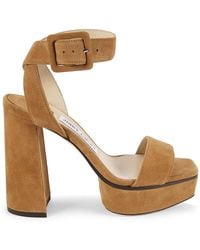 Jimmy Choo - Jax Heel 115Mm Suede Platform Block-Heel Sandals - Lyst