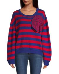 Stella Jean Striped Appliqué Sweater - Red