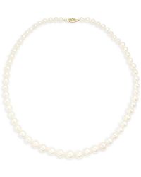 Belpearl 14k Yellow Gold & 4-9mm White Off-round Cultured Pearl Collar Necklace - Metallic