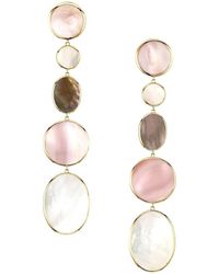 Ippolita Polished Rock Candy Long 18k & Multi-stone Mixed-shape Earrings - White