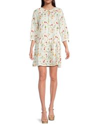 Saks Fifth Avenue - 100% Linen Puff-Sleeve Minidress - Lyst