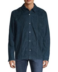 John Varvatos Suede Shirt Jacket - Blue