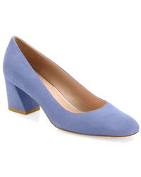 Stuart Weitzman Marymid Suede Block Heel Court Shoes - Blue
