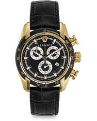 Versace - Ip & Sunray Dial Leather Strap Watch/44Mm - Lyst