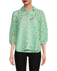 Nanette Lepore - Point Collar Lace Shirt - Lyst