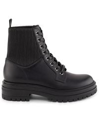 Gianvito Rossi - Ribbed-panel Leather Combat Boots - Lyst