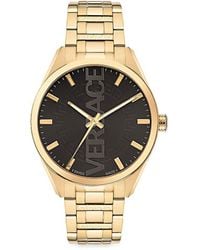 Versace - Black Logo Dial Ion-plated Yellow Gold Bracelet Watch - Lyst