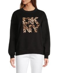 DKNY - Animal Print Logo Drop Shoulder Sweatshirt - Lyst