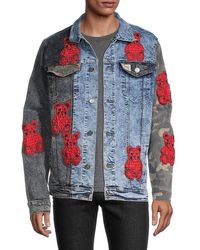 Patches Denim Jacket in White for Men 