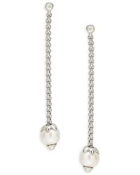 Alor - Classique 18k White Gold, Stainless Steel & 8mm Freshwater Pearl Drop Earrings - Lyst