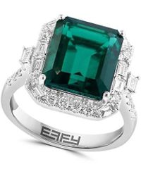 Effy - 14k White Gold, Lab Grown Emeralds & Lab Grown Diamond Cocktail Ring - Lyst