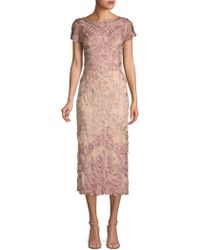 JS Collections Boatneck Embroidered Dress - Pink