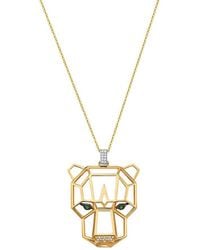 Effy 14k Two-tone Gold, Emerald & Diamond Panther Pendant Necklace - Green