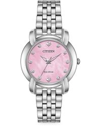Citizen Eco-drive 30mm Stainless Steel, Diamond & Mother Of Pearl Bracelet Watch - Pink