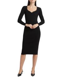 Tahari - The Maddie Rib-Knit Sweetheart Midi-Dress - Lyst