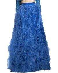 Alice + Olivia Posey Ruffled Silk Maxi Skirt - Blue