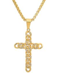 Anthony Jacobs - 18K Goldplated Stainless Steel & Simulated Diamond Chain Cross Pendant Necklace - Lyst