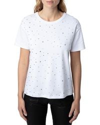 Zadig & Voltaire - Marta Studded Cotton T-Shirt - Lyst