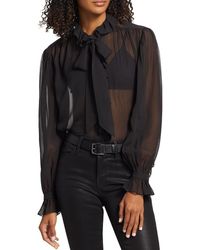 FRAME - Ruffled Silk Button-front Blouse - Lyst