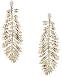 Eye Candy LA - Luxe Seoul Feather Goldtone & Cubic Zirconia Drop Earrings - Lyst