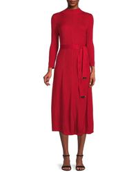 Calvin Klein Belted Sweater Dress - Red