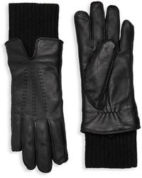 Saks Fifth Avenue - Faux Fur-Lined Leather Gloves - Lyst
