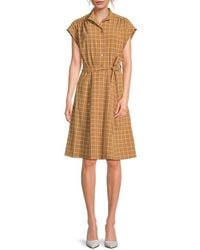 Calvin Klein - Checked Belted Dress - Lyst