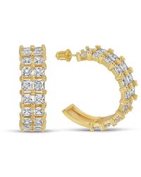 Eye Candy LA - Golden Isla Goldtone & Cubic Zirconia Half Hoop Earrings - Lyst