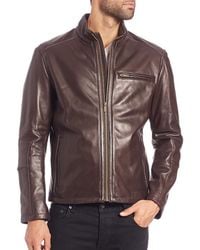 Cole Haan - Leather Moto Jacket - Lyst