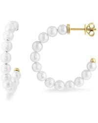 Saks Fifth Avenue - 14K & Freshwater Pearl Half Hoop Earrings - Lyst